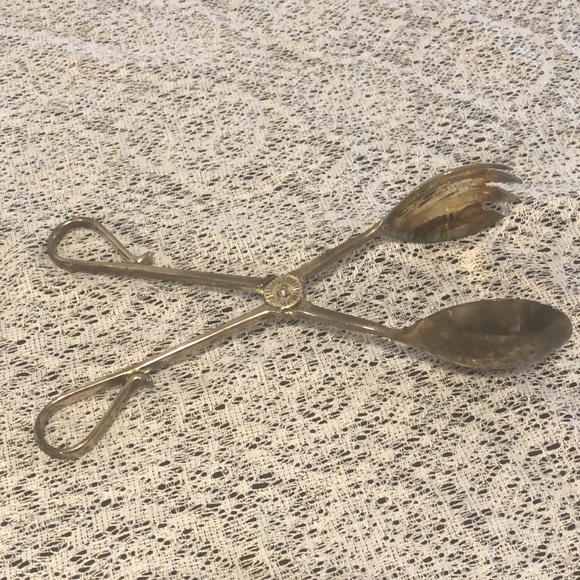 Vintage Silverplate E.P. Zinc Tongs Salad Pastry Sandwich Cake Server - Picture 4 of 9